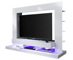 trendteam Wohnzimmer Anbauwand Wohnwand TTX05, 170 x 124 x 46 cm in Weiß Hochglanz mit viel Stauraum