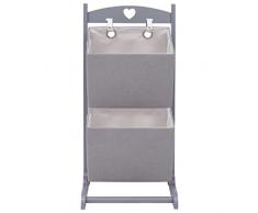 vidaXL Holz Korbregal 2 Körbe Standregal Schubladenregal Aufbewahrungsregal Holzregal Regal Korbkommode Spielzeugregal Dunkelgrau 35x35x72cm