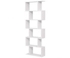VASAGLE Bücherregal, Regal, Standregal zur Präsentation, freistehender Schrank, Dekoregal mit 6 Ebenen, weiß LBC61WT