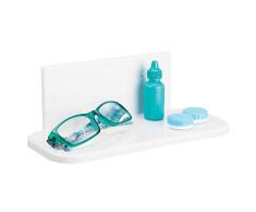 mDesign selbstklebendes Badregal aus BPA-freiem Kunststoff – kleine Duschablage für den Badezimmerspiegel – Badezimmerregal für Badzubehör, Zahnbürsten, Make-up oder zur Kosmetikaufbewahrung – weiß