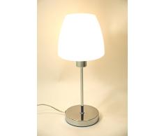 Dapo LED-Glas-Tisch-Leuchte-Lampe Anna Nachttisch-Schreibtisch-Kommode-Wohnzimmer-Leuchte-Lampe inkl. Leuchtmittel E14-4W Chrom Glas weiß