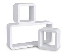 WOLTU 9210-a Wandregal Cube Regal 3er Set Bücherregal Regalsysteme, Retro Hängeregal Würfel, Weiß