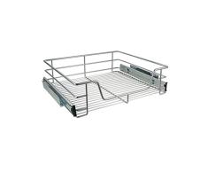 com-four® ausziehbare Teleskop-Schublade zum Nachrüsten Ihrer Küche für 60 cm Küchenschränke und Regale (Einbauschublade)