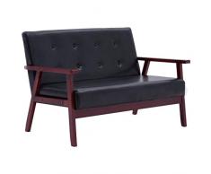 Festnight 2-Sitzer-Sofa Couch Loungesofa Wohnzimmersofa Polstersofa Loungesofa Sitzmöbel Bettsofa Futon Bed Sofa Sitzbank Loungebank Polsterbank Schwarz Kunstleder 113,5 x 67 x 73,5 cm
