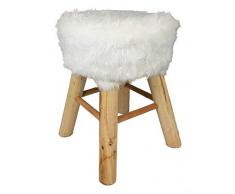 Spetebo Design Fell Hocker weiß - Massiv Holz Sitzhocker - Polsterhocker Holzhocker rund