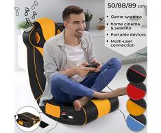 MIADOMODO Soundsessel - aus Kunstleder, zusammenklappbar, mit Lautsprecher, Surround und Subwoofer, Orange/Schwarz - Soundchair, Multimediasessel, Musiksessel, Musikstuhl, Gaming Chair, Music, Rocker