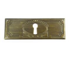 Beschlag Messing Abdeckung Schrankgriff Schrank Schublade Schranktür Messing waagerecht Schlüsselloch Rosette Sekretär brüniert Jugendstil Gründerzeit