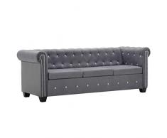 vidaXL Chesterfield Sofa 3-Sitzer Samtbezug Grau Polstersofa Loungesofa