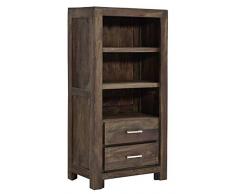 MASSIVMOEBEL24.DE Sheesham Möbel Holz massiv Regal Palisander grau Massivmöbel Metro Polis #112