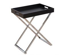 Invicta Interior Funktionaler Beistelltisch Valet Servier Tabletttisch klappbar schwarz Chrom Serviertisch mit integriertem Tablett