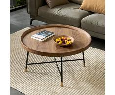 Rustikaler Couchtisch, Sofa-Beistelltische, Nachttische Mit Gekreuzten Beinen Für Das Wohnzimmer Zu Hause, Walnussbraun (Dreieck, Rund, Rechteck)