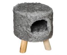 Unbekannt Kuscheliger Sitzhocker mit Stauraum, Polsterhocker, Fellhocker mit 3 standfesten Füßen