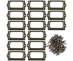 Kyrio 30 Stück Metall Etikettenhalter Möbel Schublade Schrank Kartenhalter Tag Namensschild Etikettenrahmen mit Schrauben für Büro Bibliothek Bücherregal Regale Bronze M-2.76 x 1.3 / 70 x 33mm