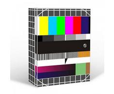 BANJADO Medizinschrank groß abschließbar / Arzneischrank 35x46x15cm / Medikamentenschrank aus Metall weiß mit Motiv Testbild