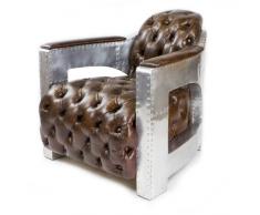 Phoenixarts Echtleder Vintage Alu Chesterfield Sessel Retro Ledersessel Design Lounge Club Sofa NEU 456