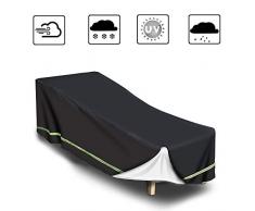 Sicooo [2020 Upgrade] Gartenliege Abdeckung mit einzigartigem Design mit Reflektierenden Streifen, Wasserabweisender Atmungsaktiver Patio-Chaiselongue-Bezug Sonnenliege Schutzhülle aus Oxford-Gewebe