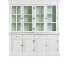 Dynamic24 Vitrinenschrank AMARETTA Aufsatzbuffet antik patiniert weiß lackiert