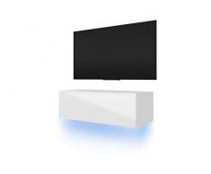 Selsey LANA – TV-Lowboard Fernsehschrank in Weiß mit Hochglanzfronten und LED RGB Hängend 100cm