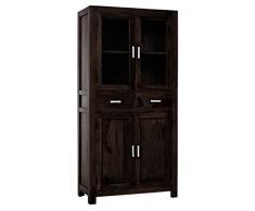 SAM® Vitrine Wiam 1504 aus stonefarbenem Sheesham Palisanderholz geöltes Massivholz Handgearbeitet 88 cm breit Lieferung mit Spedition fertig montiert