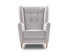 Traumnacht bequemer und moderner Ohrensessel Karl mit Holzfüßen in hellgrau