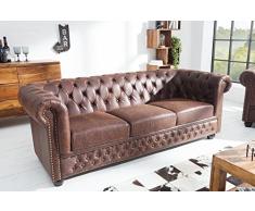 Casa Padrino Chesterfield 3er Sofa Vintage Braun aus dem Hause Wohnzimmer Couch