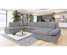 Mirjan24 Ecksofa Bergen Design Eckcouch mit Schlaffunktion und Bettkasten, Regulierbare Armlehnen, U-Form Sofa vom Hersteller, Wohnlandschaft (Lawa 05, Ecksofa: Rechts)
