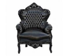 Casa Padrino Barock Sessel King Schwarz/Schwarz Lederoptik