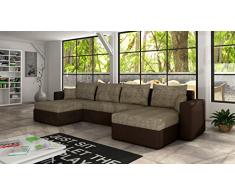 Mirjan24 Ecksofa Sofa Couchgarnitur Couch Rumba! Wohnlandschaft mit Schlaffunktion und Bettkasten, Ecksofa in U-Form, Polstermöbel, Farbauswahl, Kissen-Set (Soft 066 + Lawa 02)