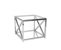 Pharao24 Glas Sofatisch aus Sicherheitsglas Metall verchromt