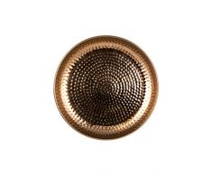 Orientalisches rundes Tablett Schale aus Metall Mia 40cm groß Kupfer | Orient Dekoschale mit hoher Rand | Marokkanisches Serviertablett Rund | Orientalische silberne Deko auf dem gedeckten Tisch