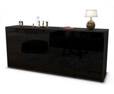 Stil.Zeit Sideboard Elana/Korpus anthrazit matt/Front Hochglanz Schwarz (180x79x35cm) Push-to-Open Technik