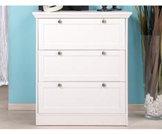 expendio Schubkastenkommode Landström weiß 80x90x45 cm Kommode Unterschrank Sideboard Schrank Schlafzimmer Landhausmöbel
