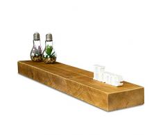 levandeo Wandregal Holz Massiv 100x20cm Eiche Farbig Wandboard Vintage Rustikal Design Natur Regal