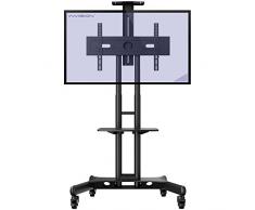 Invision TV Ständer mit Rollen Universal Mobil Wagen Fernsehständer Schwenkbar Standfuß mit Höhenverstellbar Ultra Stabil Halterung Fernsehtisch für 32-65 Zoll VESA 600b x 400h [GT1200 ScreenStation]
