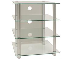 VCM 14110 Hifi Möbel Rack Phono Turm Medienrack Medienmöbel Regal Tisch Alu Glas Aluminium/Klarglas Blados