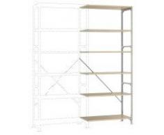 Manuflex Lagerregal Budget, Anbauregal mit 6 Holzverbundböden, HxBxT = 2500x1000x500 mm