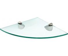 IB-Style - Wandregal - Glasregal | 16 Variationen | Eckregal - 350 x 350 x 10 mm klar + Halterungen Classico Silbermatt