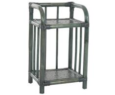 korb.outlet Rattan-Regal mit Zwei Ablagen, Kleines Badregal/Küchenregal aus Natur Rattan (Petrol)