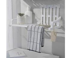 FuLov Badezimmer Regal, Badezimmer-Eckregal Kann Mit Dem Bad Handtuchhalter Gehängt Gespeichert Und Die Tragenden Platte Entfernt Werden, Geeignet Für Badezimmer, Balkon, Küche,43cm