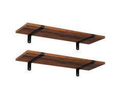 SONGMICS Wandregal, 2er Set, 60 x 20 x 7 cm, Schweberegal, dekorative Regale, Vintage, Holzoptik, für Schlafzimmer, Wohnzimmer, Küche, Flur, pro Regal bis 15 kg belastbar, MDF braun-schwarz LWS04NB