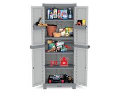 Kreher XL Kunststoffschrank Domino Wave - Universalschrank mit Riegel-Mechanismus und vielen Extras! XL Volumen und topp Qualität für Haushalt und Gewerbe! Maße: 70 x 43,8 x 181,8 cm