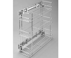 livingpoint24 Küchenauszug Schrank 15 cm Schrankauszug 3 Körbe Chrom Teleskop Vollauszug max 30 Kg *7003-150