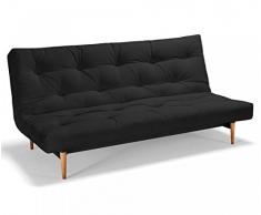 Futonsofa Colpus - Schlafsofa 140 x 200 cm mit Futon & Lattenrost, Versteppung Metallknopf, Futonfarbe:Grau, Futonauflage:Futon Nagaoka Latex