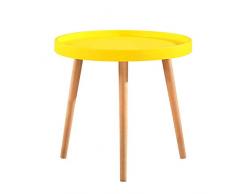 ZRRtables Moderner Beistelltisch Für Schlafzimmer/Wohnzimmer - Kreative Münz-beistelltische Runde Sofa-beistelltische Couchtisch, Holzbeine Und Pp-tischplatte, 50Ø × 46cm / 19.69Ø × 18.11inch