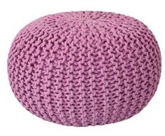 Sitz-Hocker Deko-Hocker Dekohocker Fuß-Ablage Pouf Sitzpouf Sitzpuff Grobstrick Optik Ø 45 cm x 30 cm, 100% Handarbeit extra schadstofffreie Füllung - extra fest und hart Pink