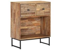 Festnight Sideboard | Industrial Kommode | Retro Beistellschrank | Holz Schubkastenkommode | Mit 2 Schubladen und 1 großen Fach | Recyceltes Teakholz mit Stahlrahmen 60 x 30 x 75 cm