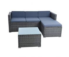 ESTEXO Rattan Lounge Sitzgruppe Polyrattan Gartenmöbel Set Couch 3-Sitzer Rattanmöbel Sofa Set Essgruppe Gartenset Balkon-Set (Anthrazit-Grau)