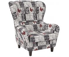 Supellex, Ohrensessel/Fernsehsessel Sofia mit Hocker, Dessin: Patchwork, Love