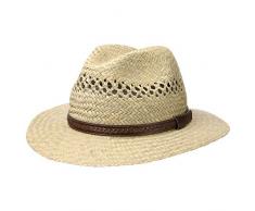 Lipodo Steven Traveller Strohhut Damen/Herren - Hut aus 100% Stroh - Sonnenhut Made in Italy - Sommerhut mit Ledergarnitur - Naturfarben Natur XL (60-61 cm)
