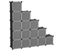 schwarz LPC116HS einfache Montage Schuhregal mit T/üren Kleiderschrank aus Kunststoff Steckregal Spielzeug und B/üchern SONGMICS Regalsystem Aufbewahrung von Kleidung 9 W/ürfel Schuhen